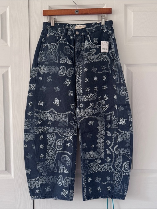 Free People Denim - Free People Navy Bandana Print Cropped Jeans